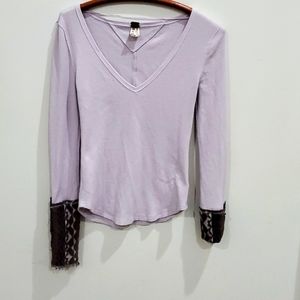 We The Free Deep V line Lilac winter shirt. Medium